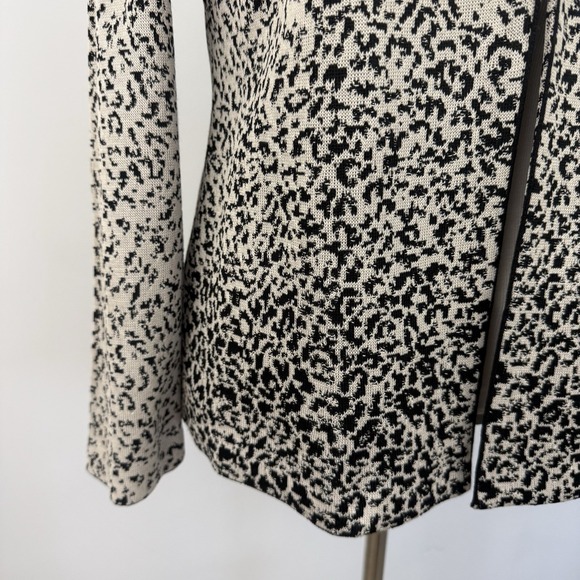 MING WANG Knit Blazer Jacket Womens Medium Animal Print Cheetah Old Money Chic - Picture 14 of 16